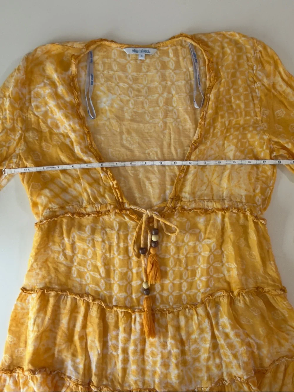 blue island Yellow and White Patterned Top - Picture 6 of 10